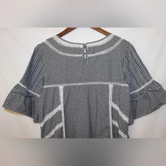 Women’s Free People Sunny Day Mini Summer Plaid Embroidered Shift Sundress Med - Picture 8 of 13